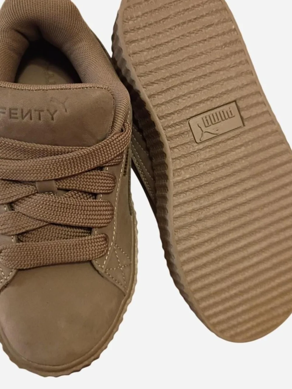 FENTY Kids Low-Top Platform Sneakers in Chestnut Brown